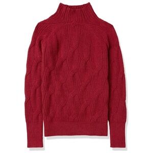 Amazon Essentials Womens Red Cable Knit Mock Neck‎ Pullover Sweater Size Large
